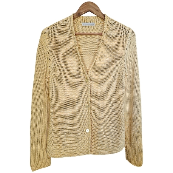 Brunello Cucinelli Ombre Cardigan Sweater Women Yellow Size Medium V-Neck Cotton - Picture 4 of 16